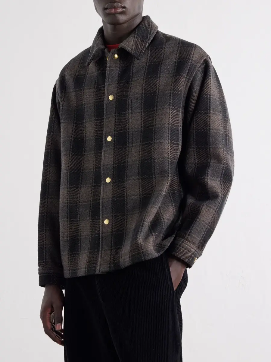 A.PRESSE Checked Wool and Cashmere-Blend Flannel Overshirt - Men | Thumbnail 3