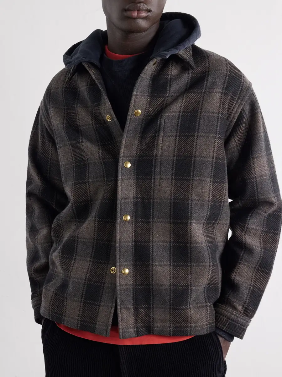 A.PRESSE Checked Wool and Cashmere-Blend Flannel Overshirt - Men | Thumbnail 5