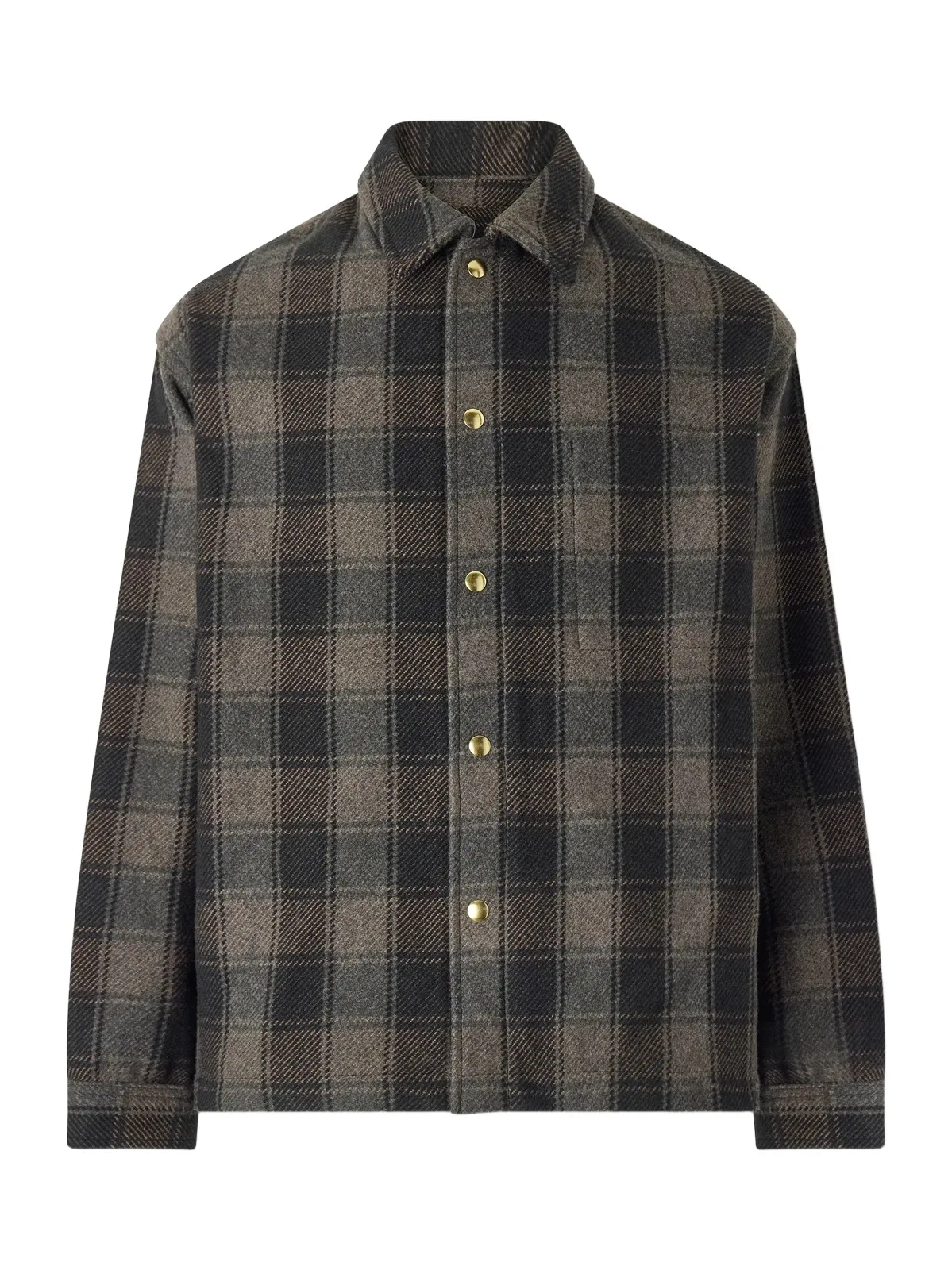 Checked Wool and Cashmere-Blend Flannel Overshirt - Men Checked Wool and Cashmere-Blend Flannel Overshirt - Men