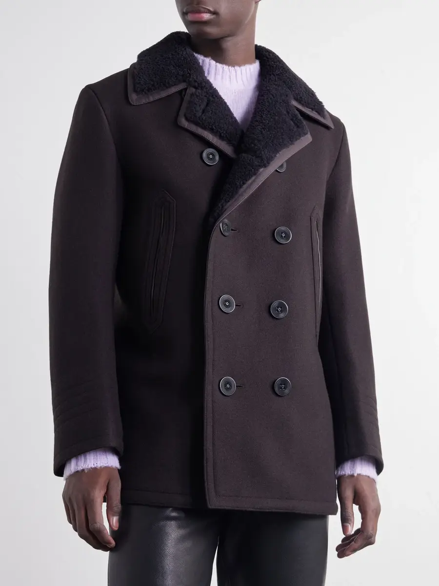 Tom Ford Shearling and Leather-Trimmed Woven Wool-Blend Coat - Men | Thumbnail 3 Tom Ford Shearling and Leather-Trimmed Woven Wool-Blend Coat - Men | Thumbnail 3