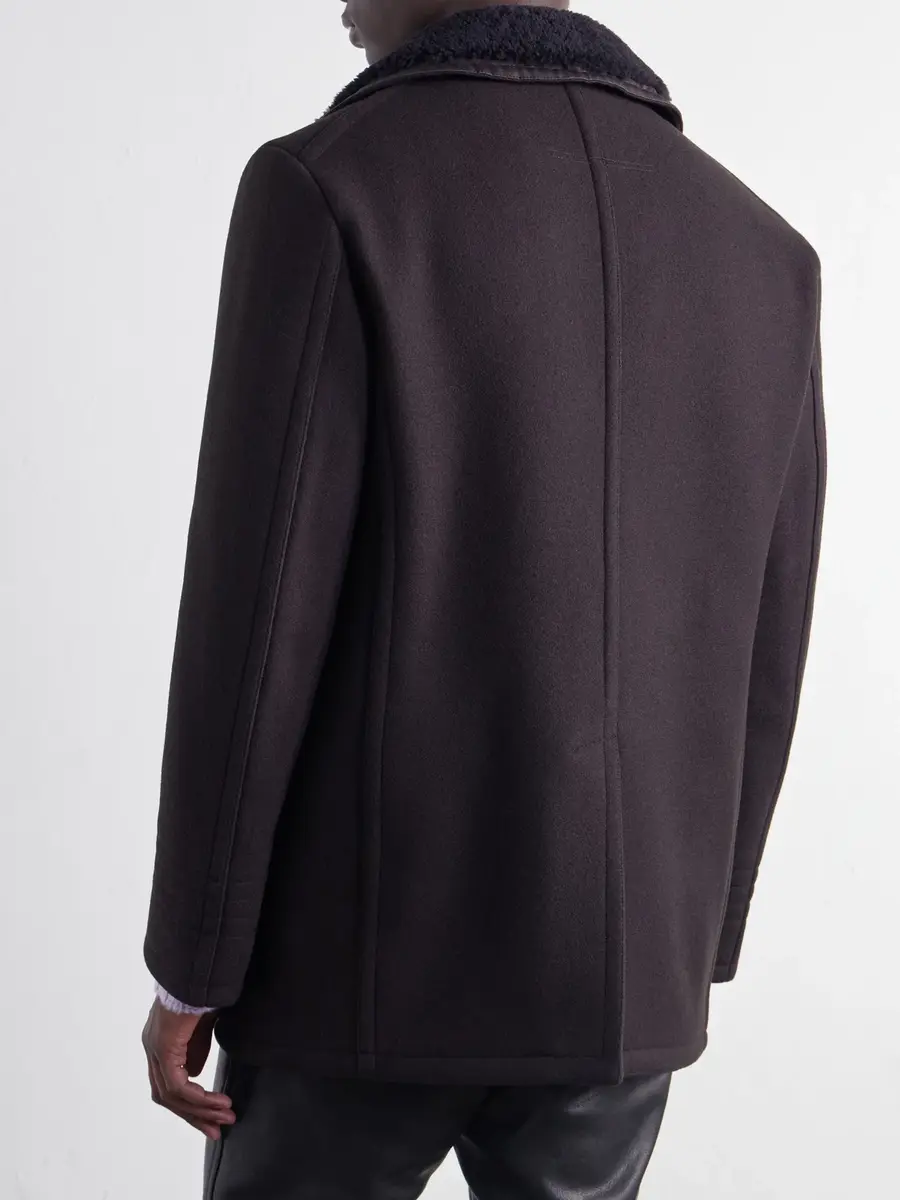 Tom Ford Shearling and Leather-Trimmed Woven Wool-Blend Coat - Men | Thumbnail 4 Tom Ford Shearling and Leather-Trimmed Woven Wool-Blend Coat - Men | Thumbnail 4