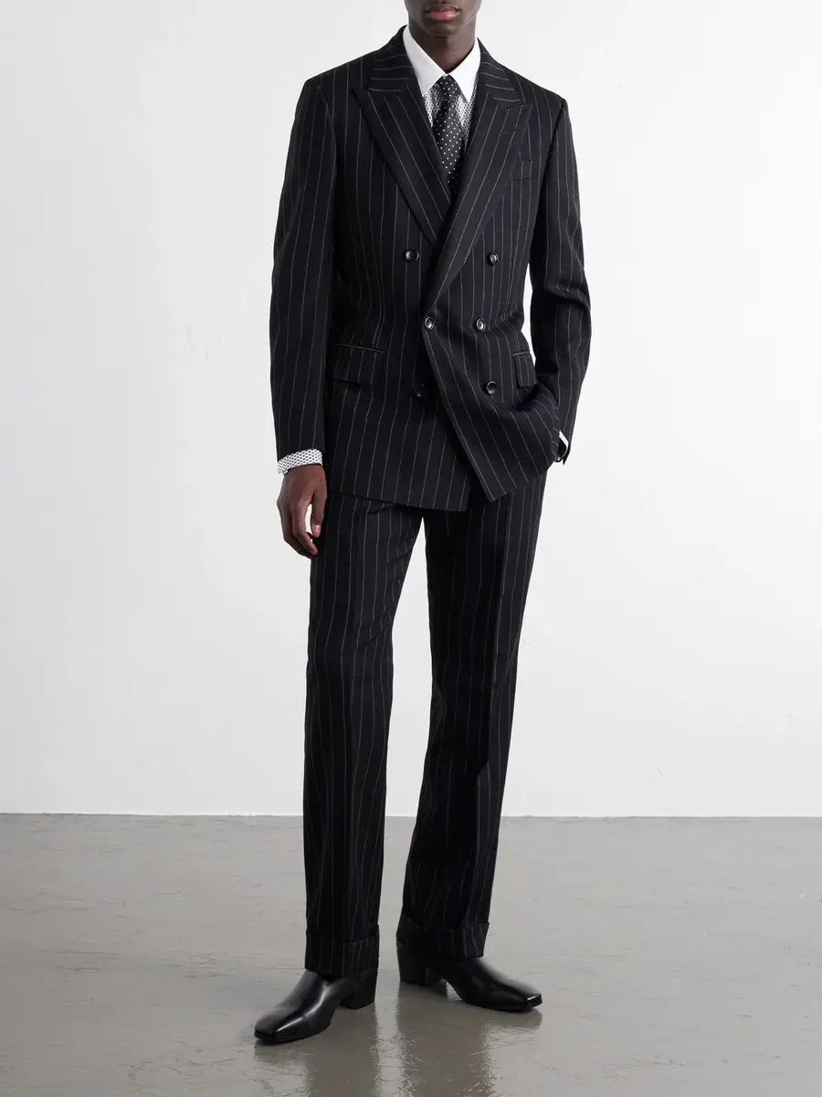 Tom Ford Double-Breasted Pinstriped Wool-Twill Suit Jacket - Men | Thumbnail 2 Tom Ford Double-Breasted Pinstriped Wool-Twill Suit Jacket - Men | Thumbnail 2