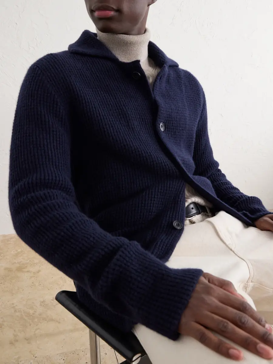 Rubinacci Waffle-Knit Cashmere Cardigan - Men | Thumbnail 5 Rubinacci Waffle-Knit Cashmere Cardigan - Men | Thumbnail 5