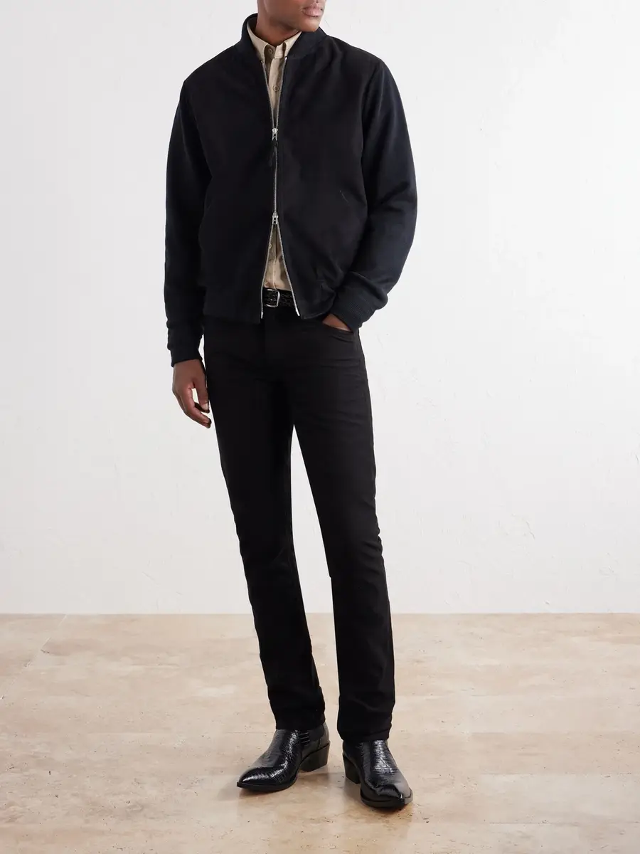 Tom Ford Suede and Milano Stitch Wool Bomber Jacket - Men | Thumbnail 2 Tom Ford Suede and Milano Stitch Wool Bomber Jacket - Men | Thumbnail 2