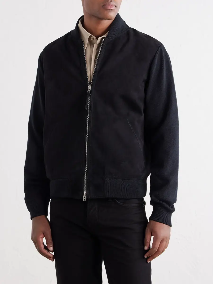 Tom Ford Suede and Milano Stitch Wool Bomber Jacket - Men | Thumbnail 3 Tom Ford Suede and Milano Stitch Wool Bomber Jacket - Men | Thumbnail 3