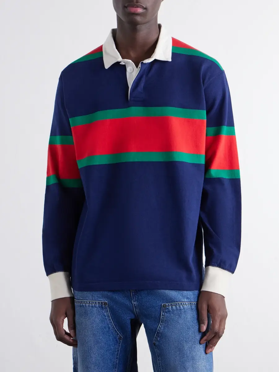 Drake's Striped Twill-Trimmed Cotton-Jersey Polo Shirt - Men | Thumbnail 3