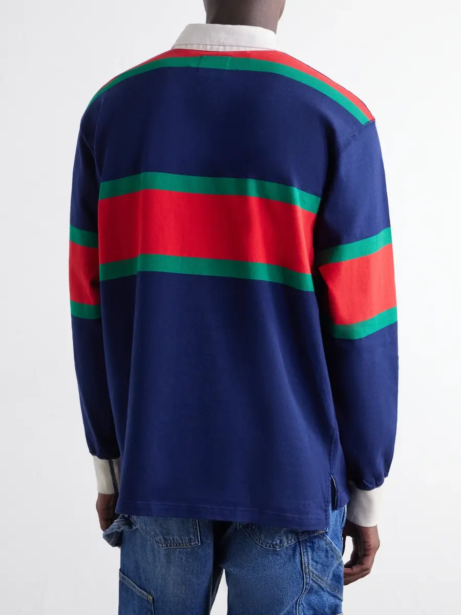Drake's Striped Twill-Trimmed Cotton-Jersey Polo Shirt - Men | Thumbnail 4