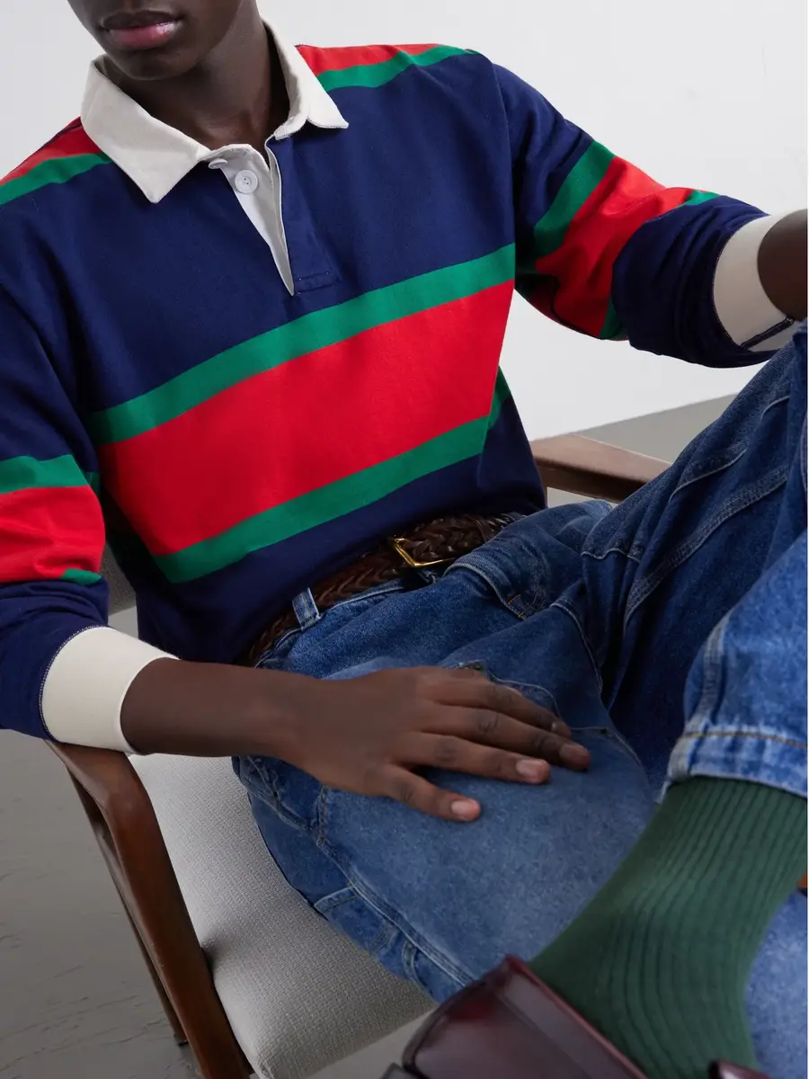 Drake's Striped Twill-Trimmed Cotton-Jersey Polo Shirt - Men | Thumbnail 5