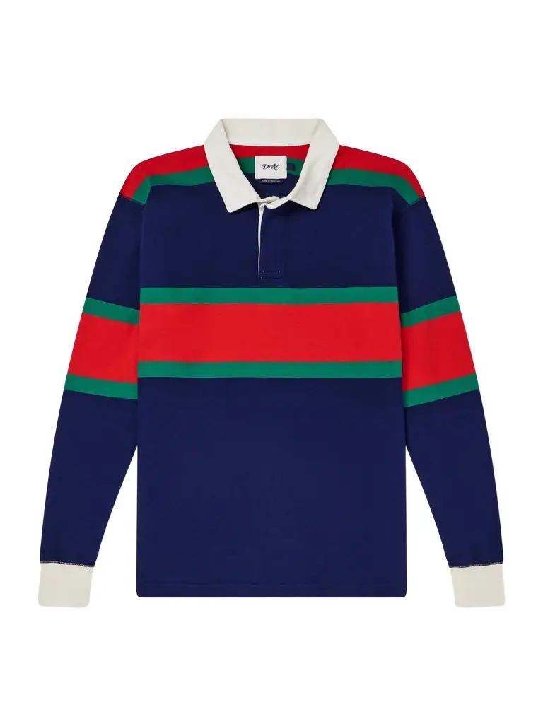 Drake's Striped Twill-Trimmed Cotton-Jersey Polo Shirt - Men