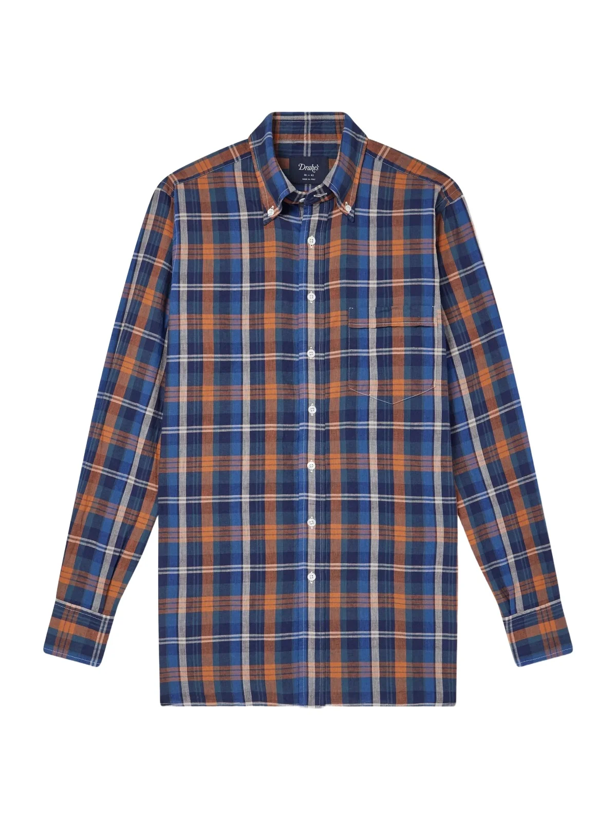 Drake's Button-Down Collar Checked Woven Cotton Shirt - Men