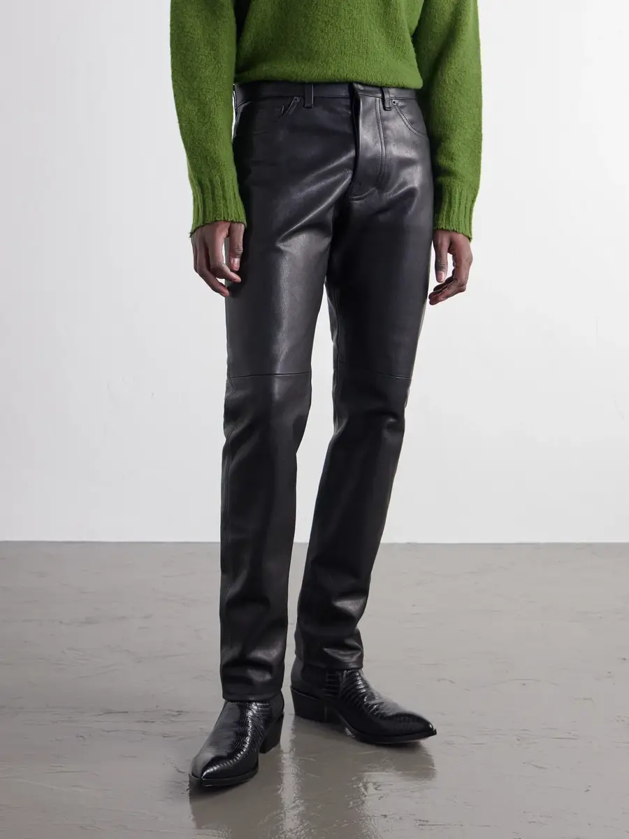 Tom Ford Slim-Fit Leather Trousers - Men | Thumbnail 3