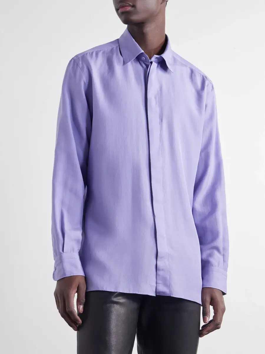 Tom Ford Cotton and Silk-Blend Twill Shirt - Men | Thumbnail 3 Tom Ford Cotton and Silk-Blend Twill Shirt - Men | Thumbnail 3