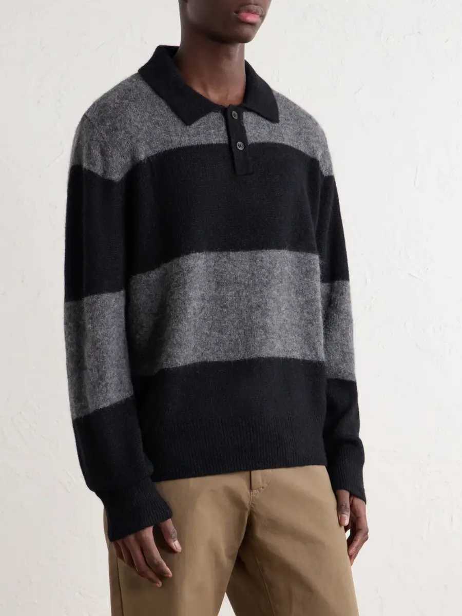 Corridor Striped Brushed Alpaca-Blend Polo Sweater - Men | Thumbnail 3