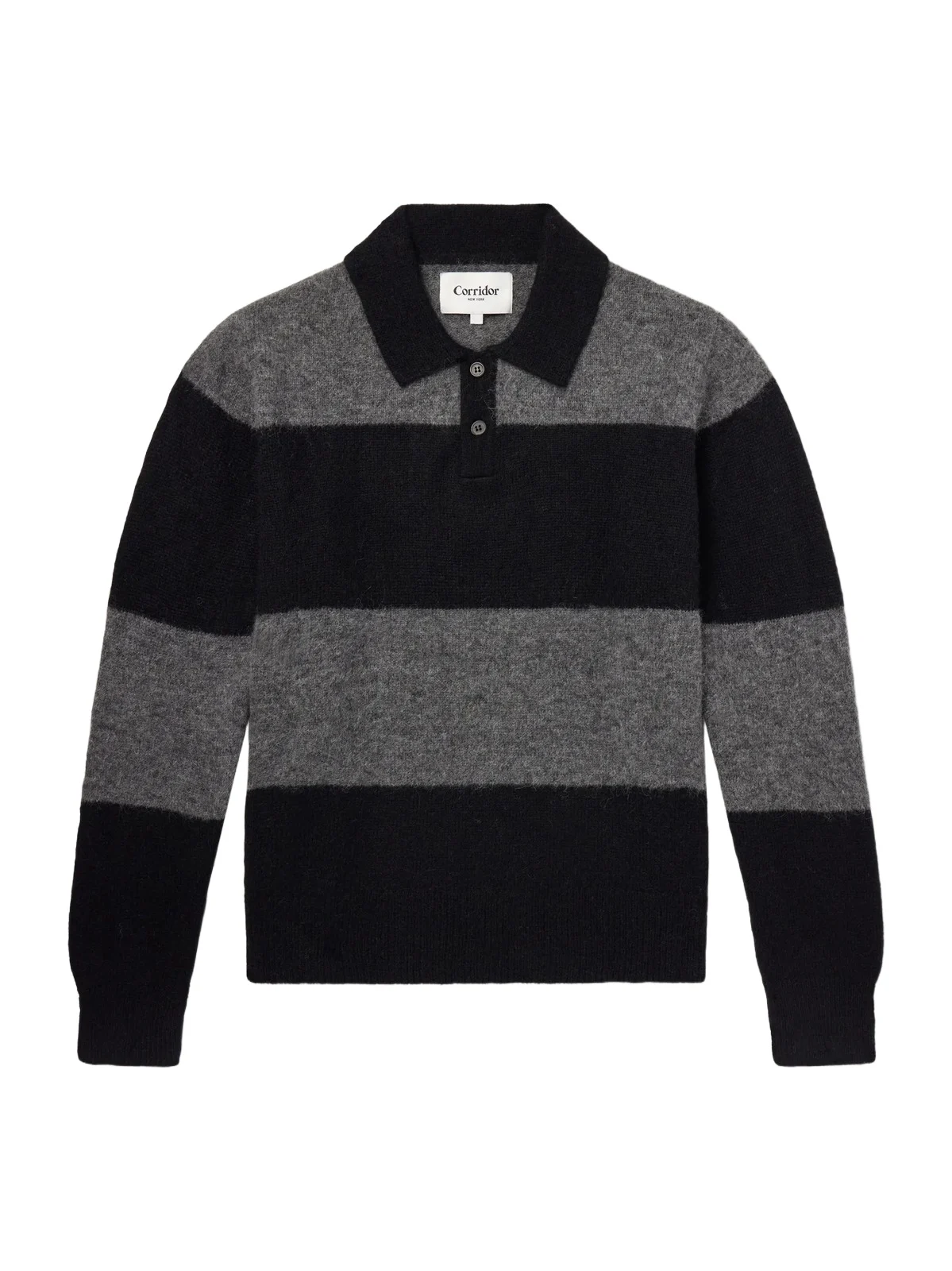 Corridor Striped Brushed Alpaca-Blend Polo Sweater - Men