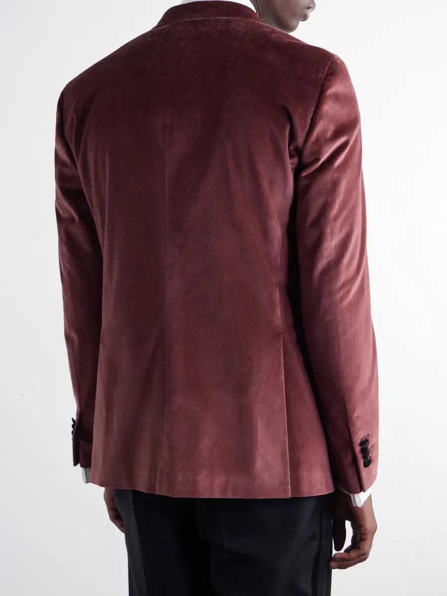 Boglioli Double-Breasted Satin-Trimmed Stretch Cotton-Velvet Tuxedo Jacket - Men | Thumbnail 4 Boglioli Double-Breasted Satin-Trimmed Stretch Cotton-Velvet Tuxedo Jacket - Men | Thumbnail 4