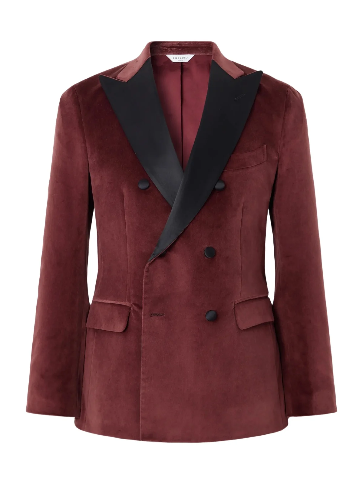 Boglioli Double-Breasted Satin-Trimmed Stretch Cotton-Velvet Tuxedo Jacket - Men