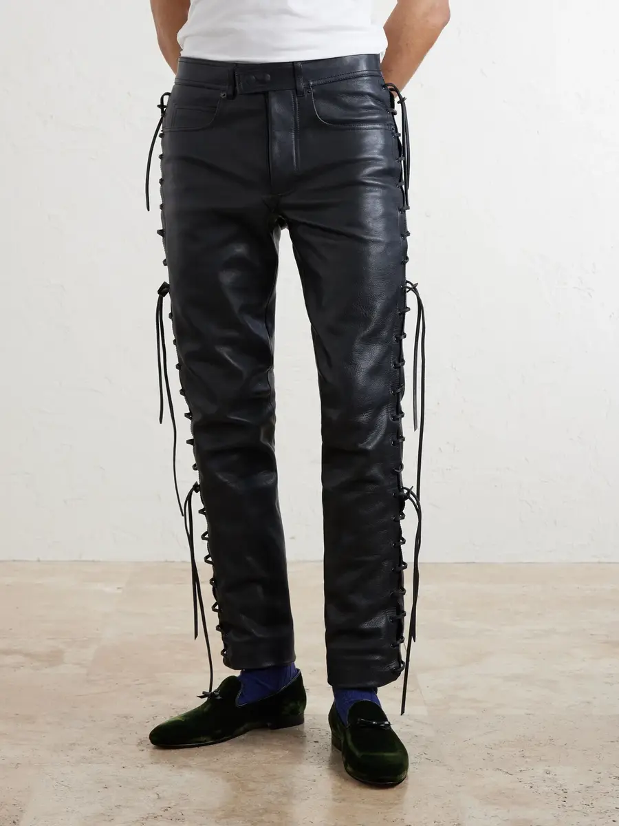 Tom Ford Straight-Leg Full-Grain Leather Trousers - Men | Thumbnail 3 Tom Ford Straight-Leg Full-Grain Leather Trousers - Men | Thumbnail 3