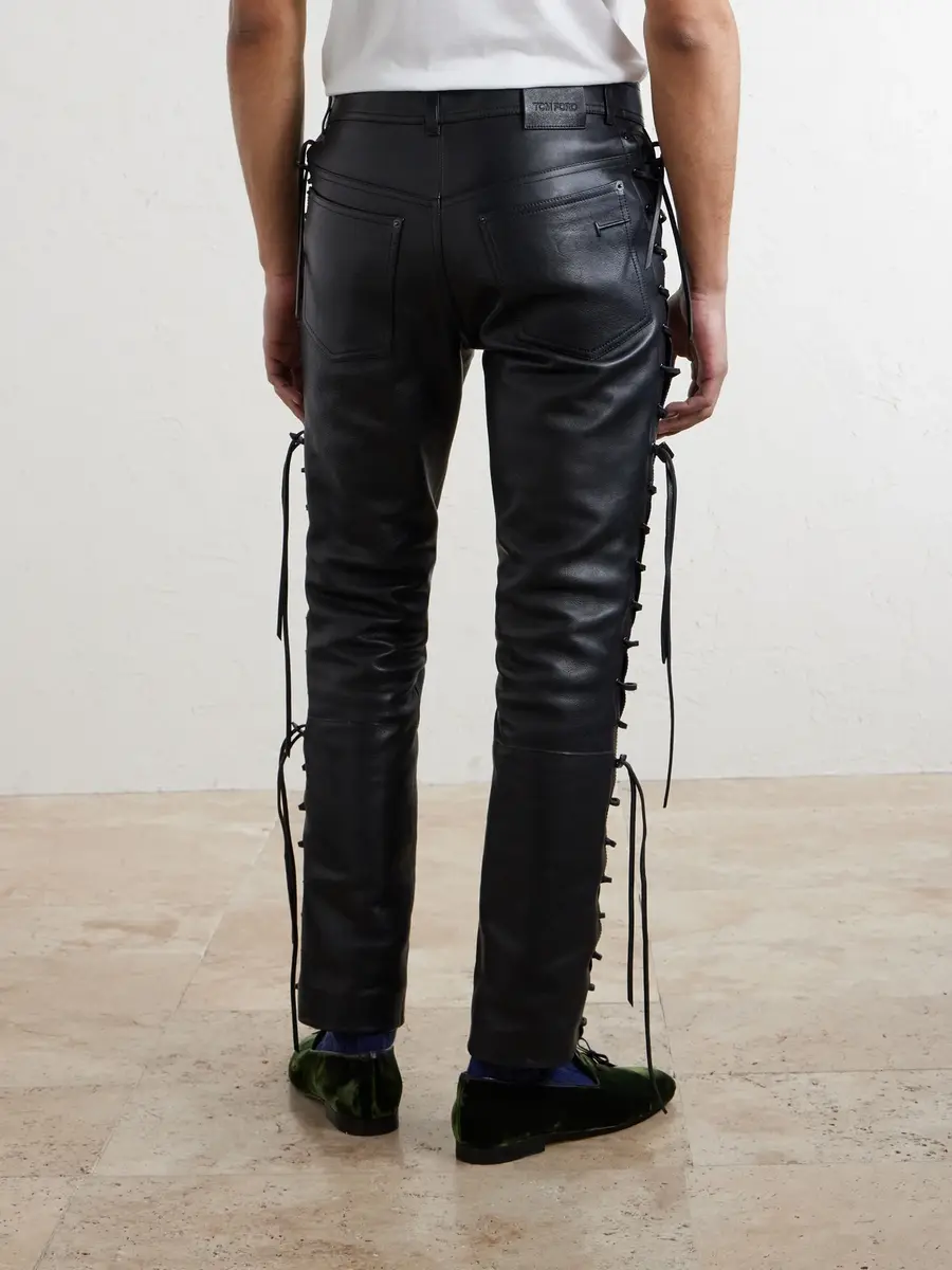 Tom Ford Straight-Leg Full-Grain Leather Trousers - Men | Thumbnail 4 Tom Ford Straight-Leg Full-Grain Leather Trousers - Men | Thumbnail 4