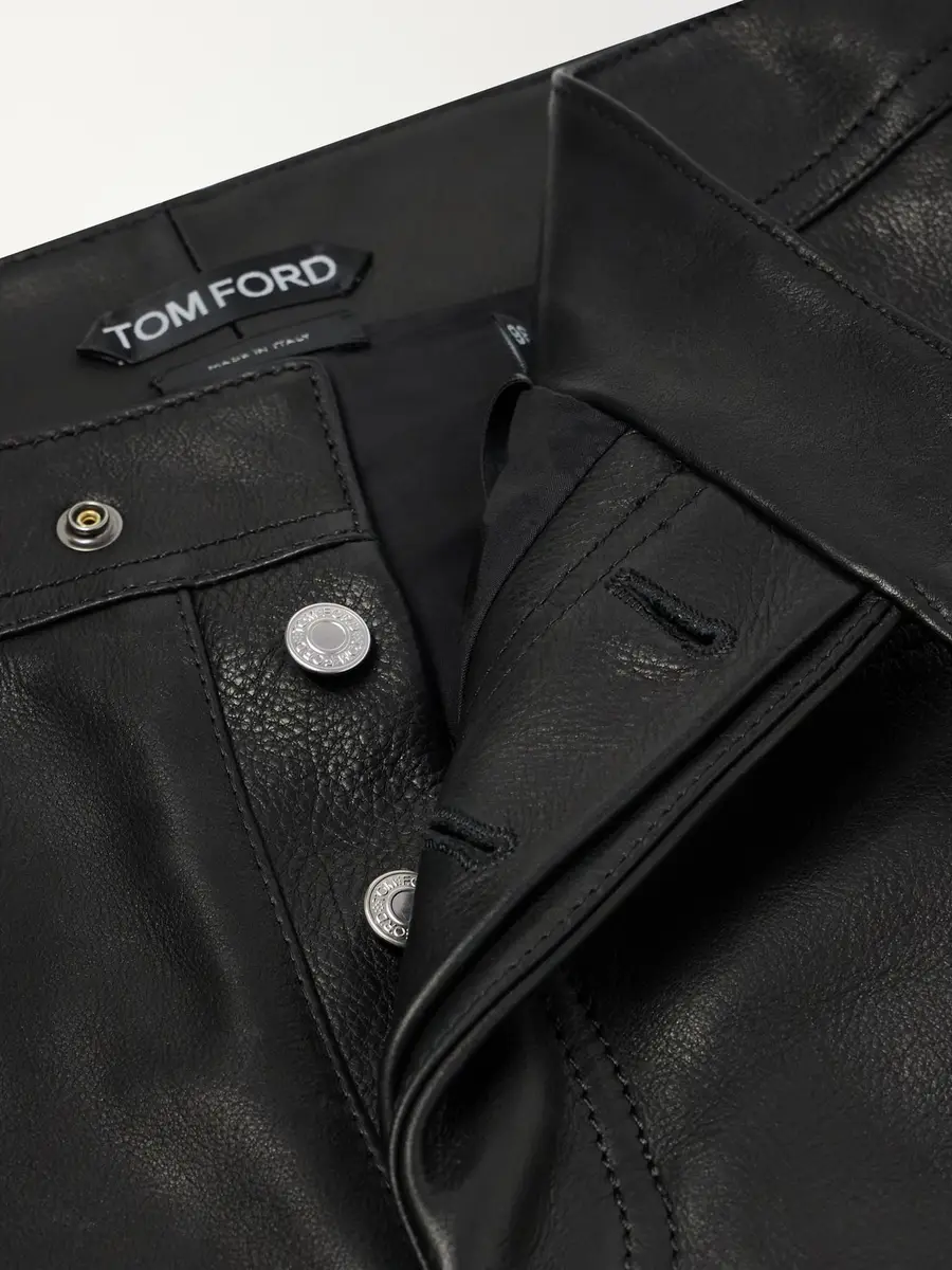Tom Ford Straight-Leg Full-Grain Leather Trousers - Men | Thumbnail 6 Tom Ford Straight-Leg Full-Grain Leather Trousers - Men | Thumbnail 6