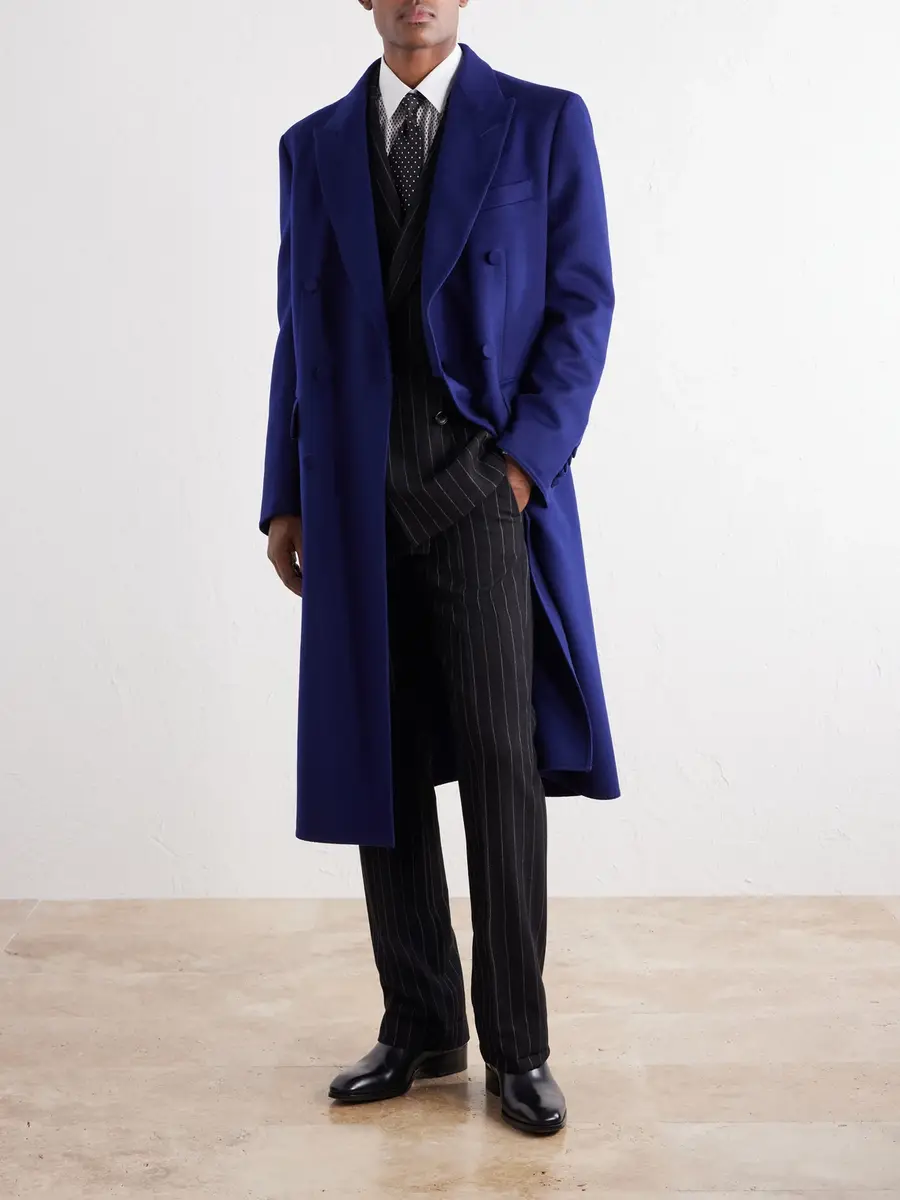 Tom Ford Double-Breasted Brushed Wool and Cashmere-Blend Felt Coat - Men | Thumbnail 2 Tom Ford Double-Breasted Brushed Wool and Cashmere-Blend Felt Coat - Men | Thumbnail 2