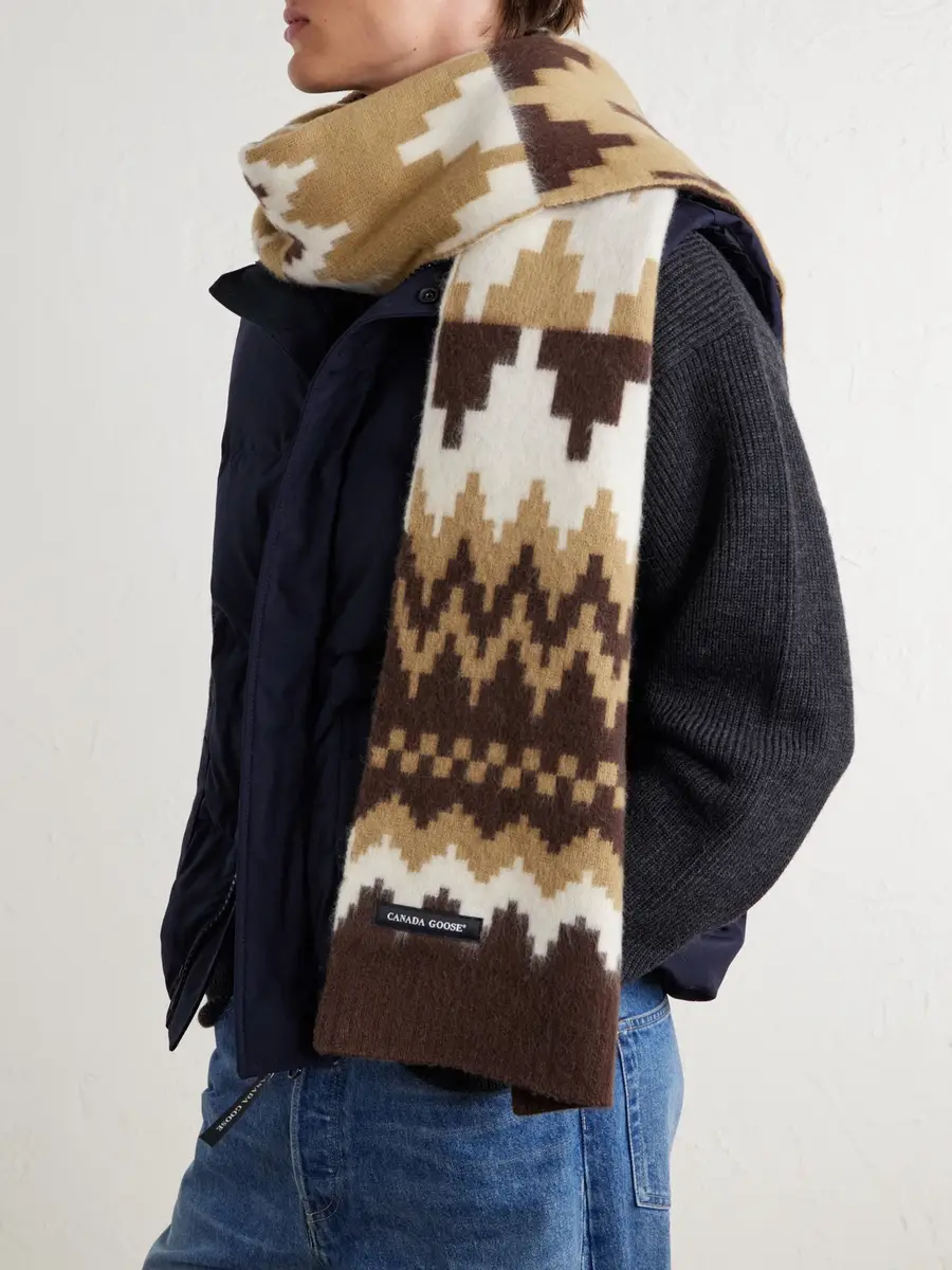 Canada Goose Logo-Appliquéd Fair Isle Jacquard-Knit Wool and Alpaca-Blend Scarf - Men | Thumbnail 2