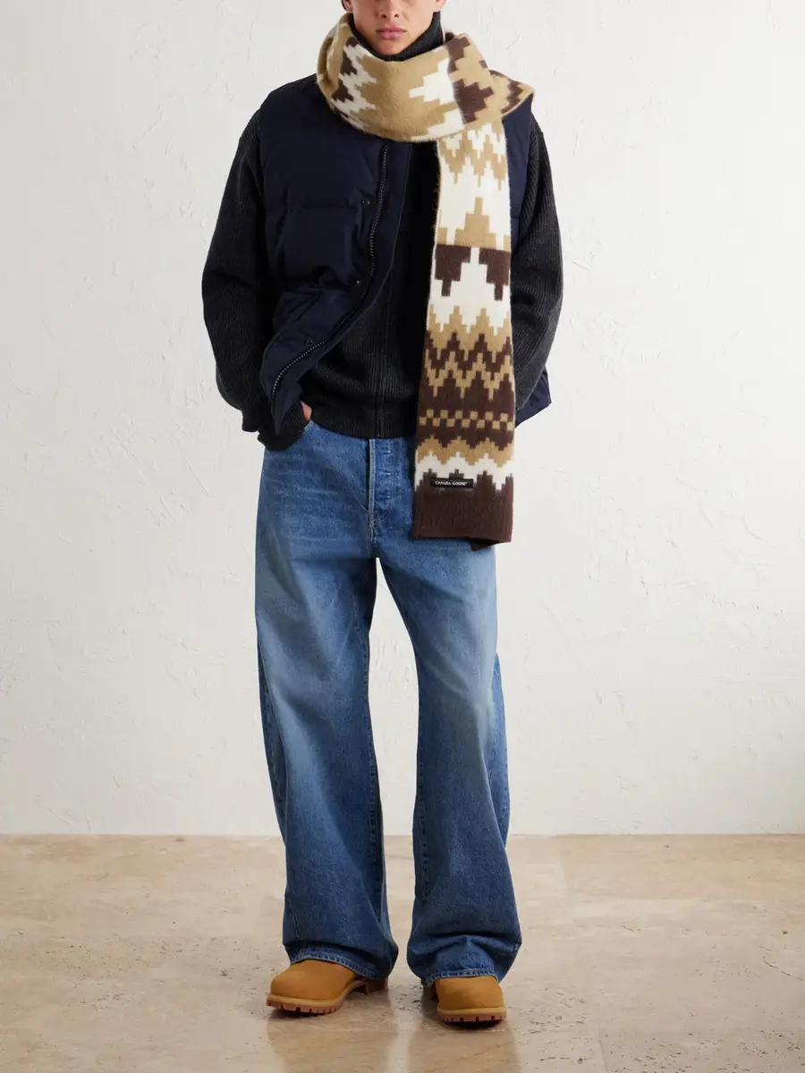 Canada Goose Logo-Appliquéd Fair Isle Jacquard-Knit Wool and Alpaca-Blend Scarf - Men | Thumbnail 3