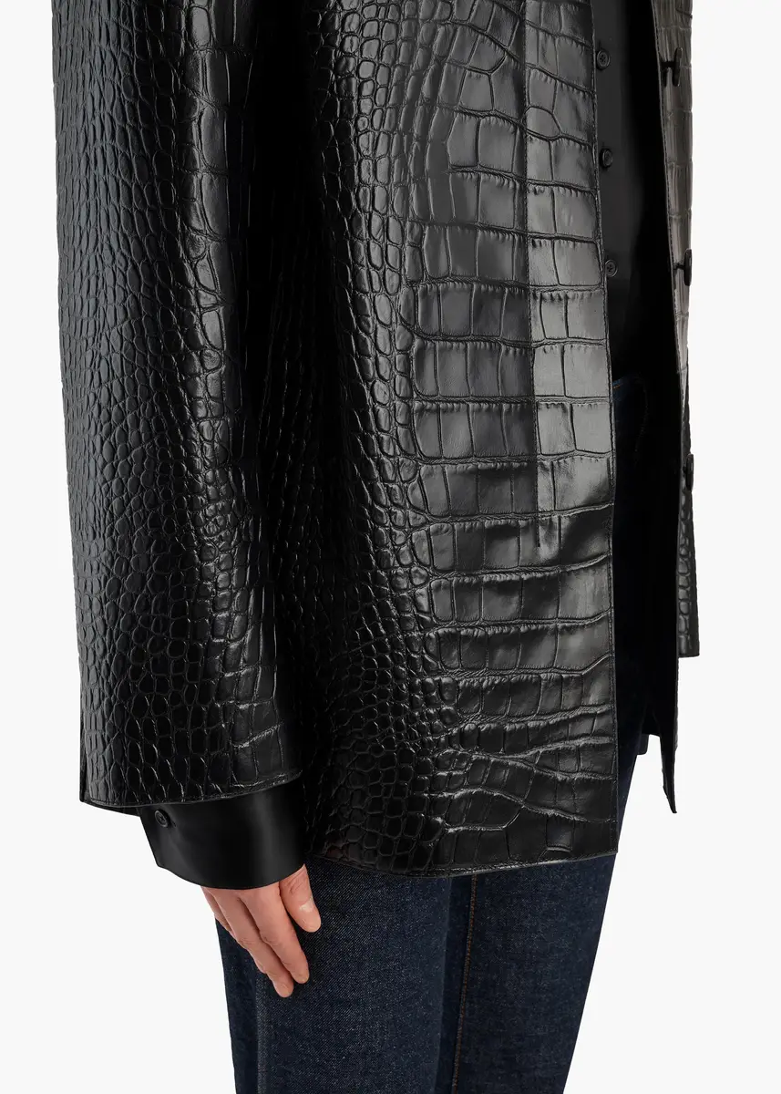Khaite Sadie Coat In Black Croc-Embossed Leather | Thumbnail 6 Khaite Sadie Coat In Black Croc-Embossed Leather | Thumbnail 6