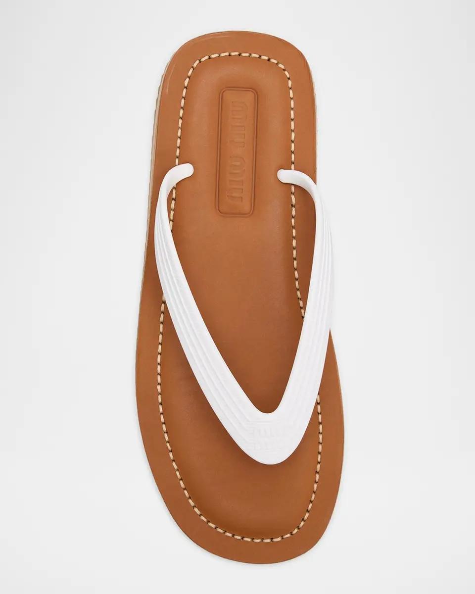 Miu Miu Logo Flat Thong Sandals | Thumbnail 6 Miu Miu Logo Flat Thong Sandals | Thumbnail 6