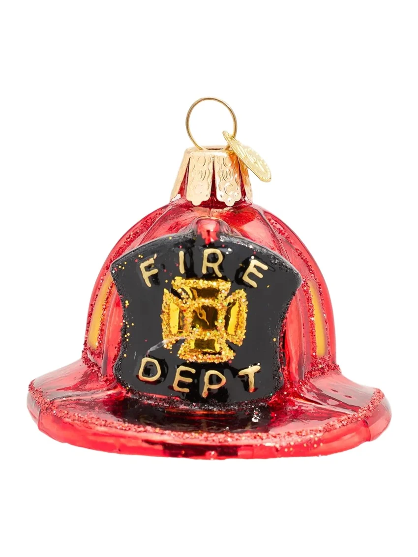 Old World Christmas Fireman's Helmet Glass Ornament