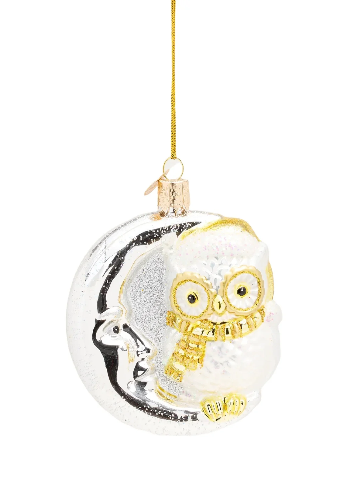 Old World Christmas Sterling Snow Owl Sphere Ornament