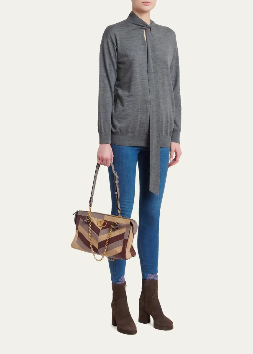 Valentino Garavani Panthea Medium Chevron Leather Shoulder Bag | Thumbnail 5