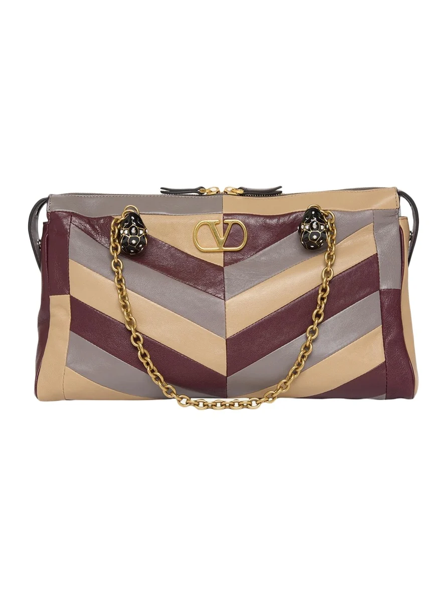Valentino Garavani Panthea Medium Chevron Leather Shoulder Bag