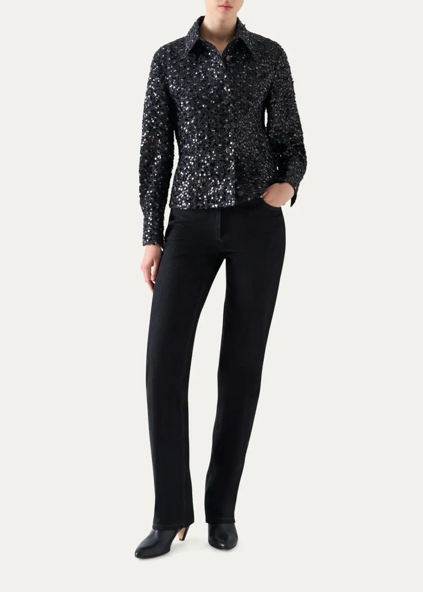Akris punto Starry Sequined Denim Jacket | Thumbnail 2 Akris punto Starry Sequined Denim Jacket | Thumbnail 2