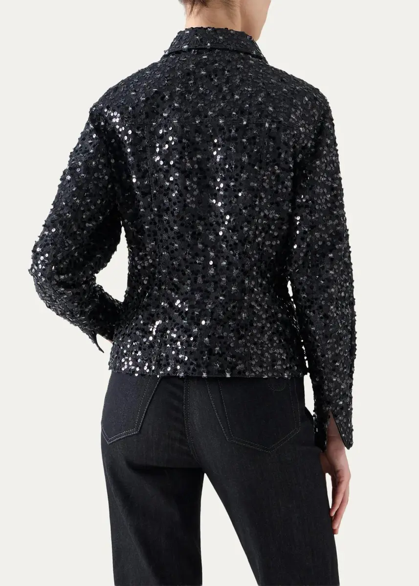 Akris punto Starry Sequined Denim Jacket | Thumbnail 3 Akris punto Starry Sequined Denim Jacket | Thumbnail 3