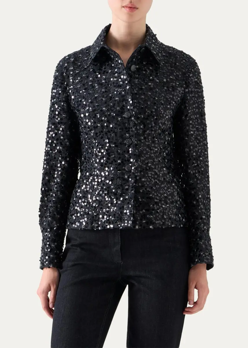 Akris punto Starry Sequined Denim Jacket | Thumbnail 4 Akris punto Starry Sequined Denim Jacket | Thumbnail 4