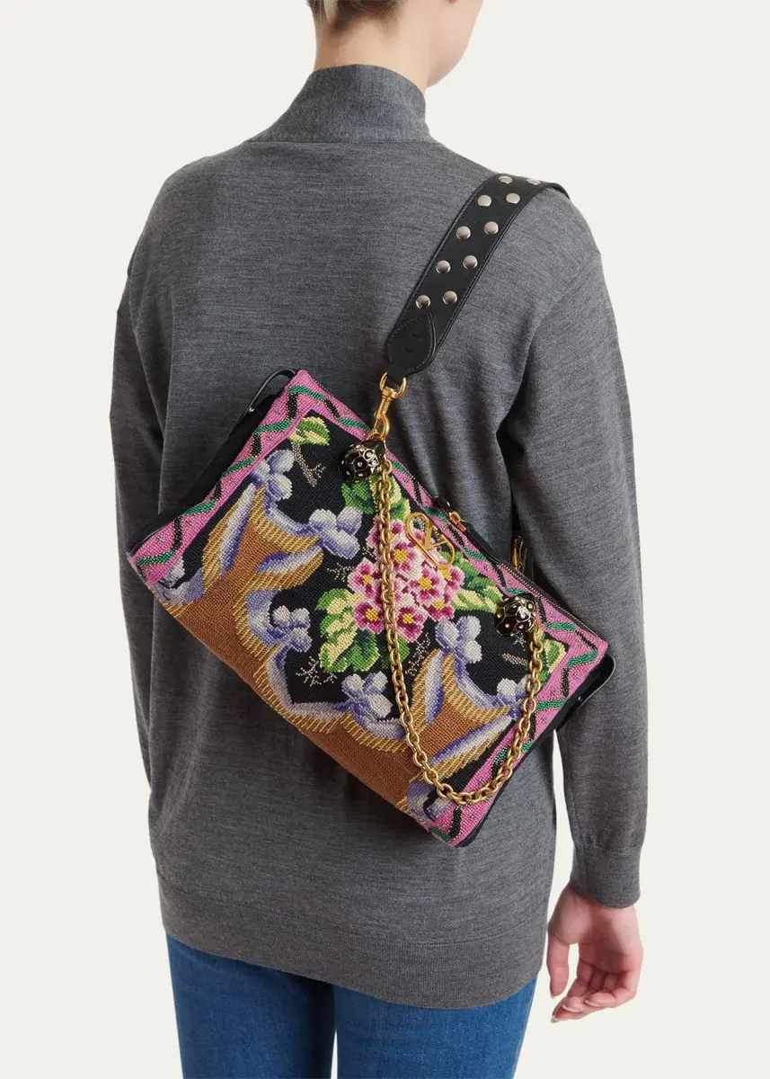Valentino Garavani Panthea Medium Floral Embroidered Shoulder Bag | Thumbnail 2 Valentino Garavani Panthea Medium Floral Embroidered Shoulder Bag | Thumbnail 2