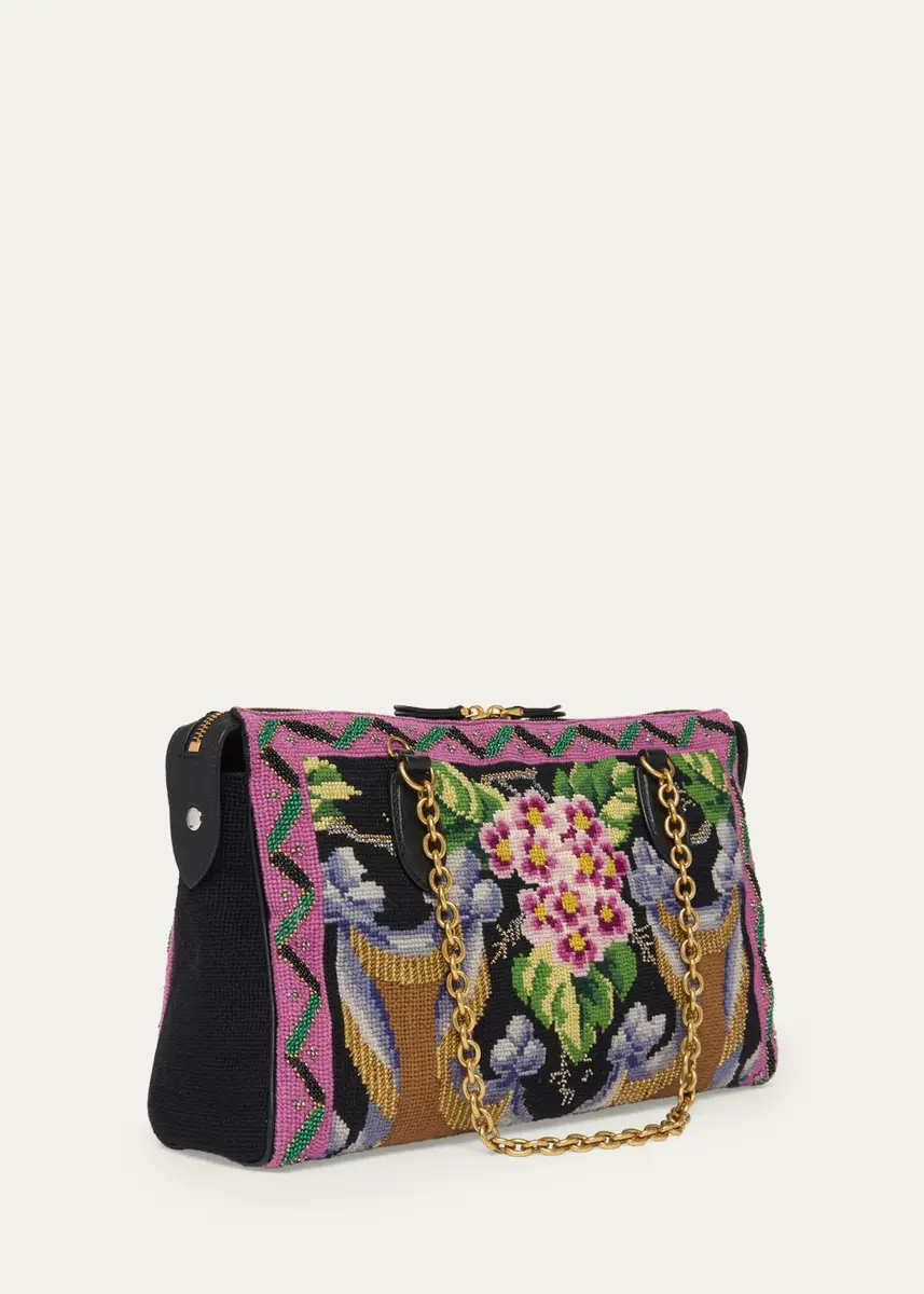 Valentino Garavani Panthea Medium Floral Embroidered Shoulder Bag | Thumbnail 3 Valentino Garavani Panthea Medium Floral Embroidered Shoulder Bag | Thumbnail 3