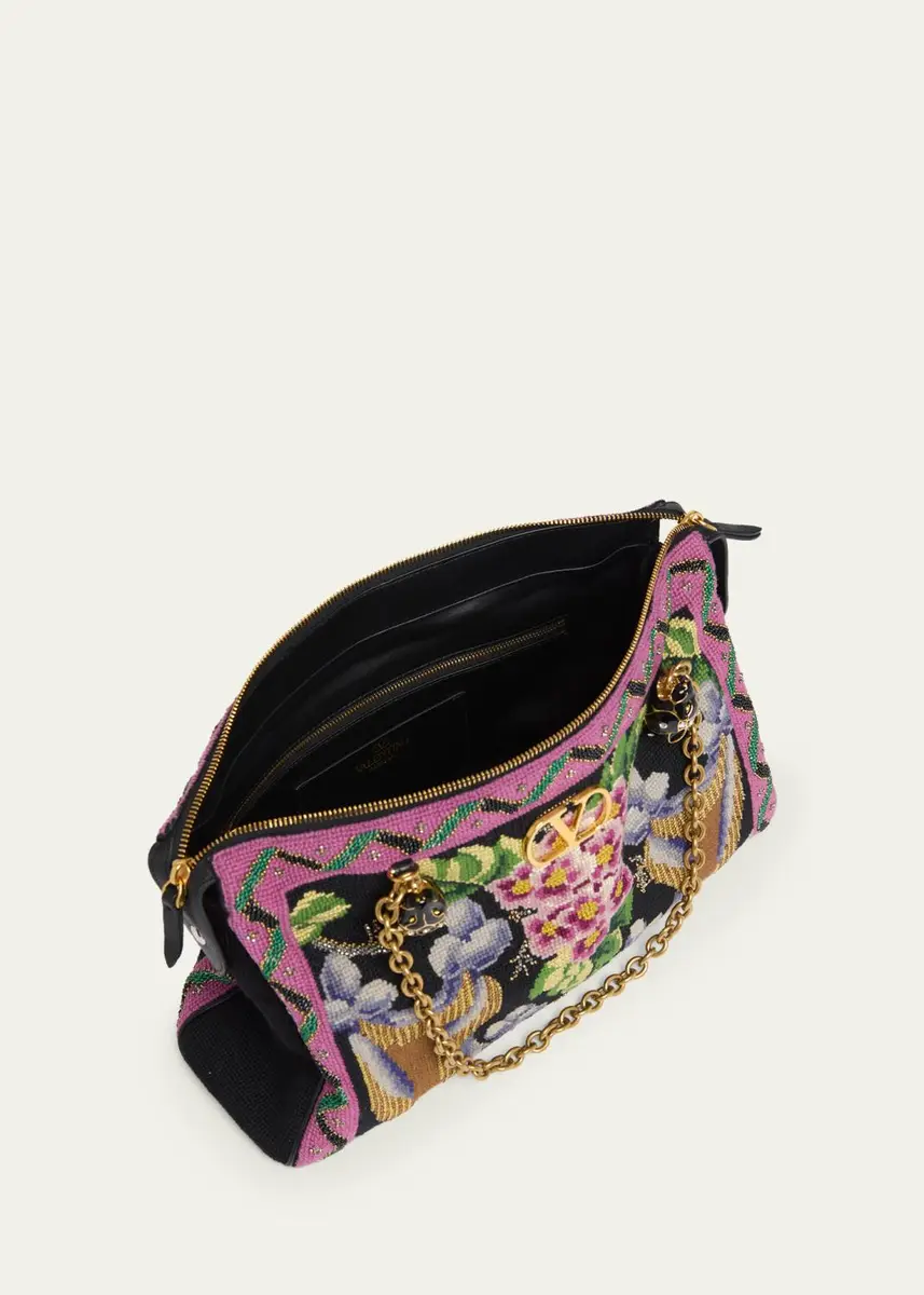 Valentino Garavani Panthea Medium Floral Embroidered Shoulder Bag | Thumbnail 4 Valentino Garavani Panthea Medium Floral Embroidered Shoulder Bag | Thumbnail 4