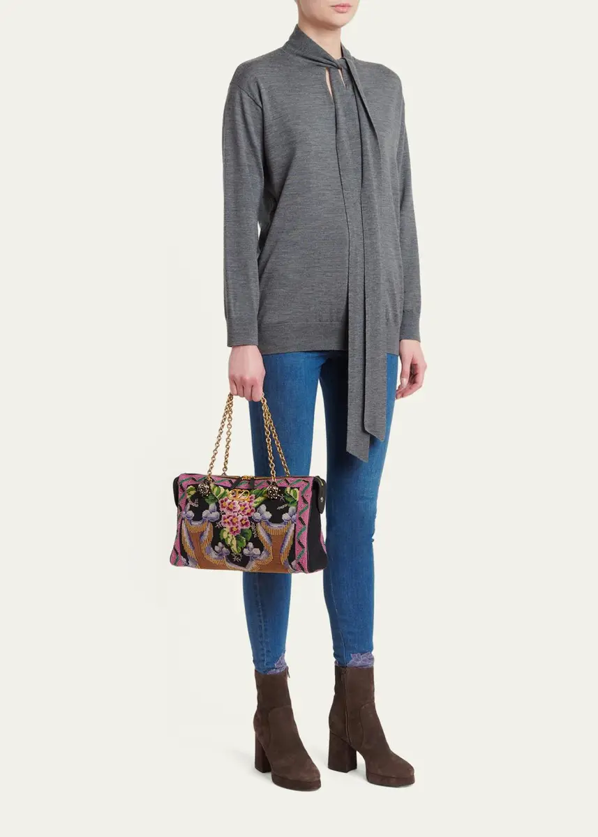 Valentino Garavani Panthea Medium Floral Embroidered Shoulder Bag | Thumbnail 5 Valentino Garavani Panthea Medium Floral Embroidered Shoulder Bag | Thumbnail 5