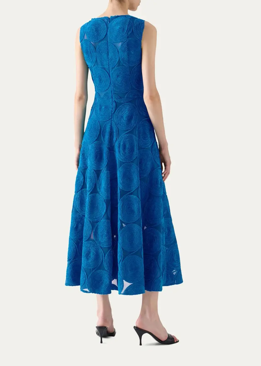 Akris punto Chenille Dot Embroidered Sleeveless Midi Dress | Thumbnail 3 Akris punto Chenille Dot Embroidered Sleeveless Midi Dress | Thumbnail 3