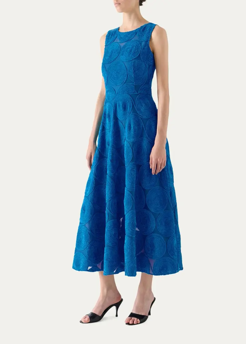 Akris punto Chenille Dot Embroidered Sleeveless Midi Dress | Thumbnail 4 Akris punto Chenille Dot Embroidered Sleeveless Midi Dress | Thumbnail 4