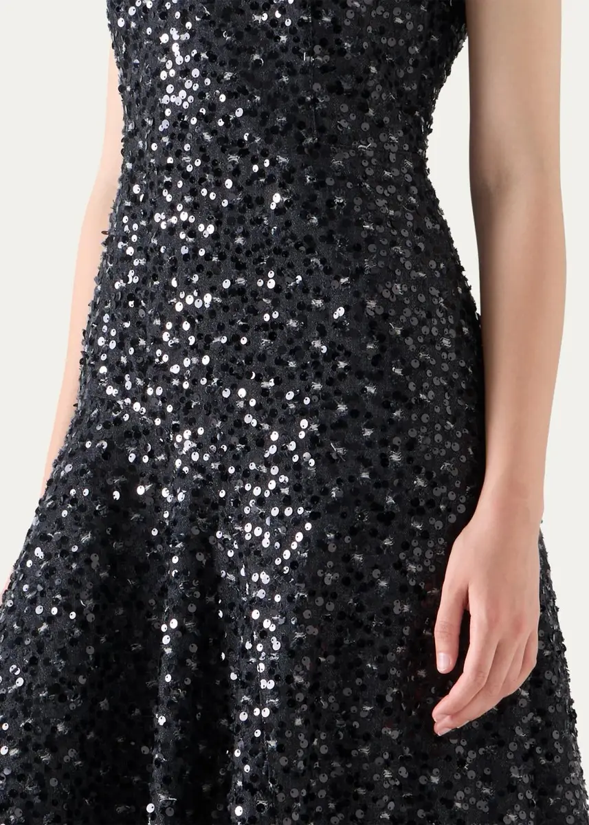 Akris punto Sequined Denim Sleeveless Handkerchief Midi Dress | Thumbnail 5
