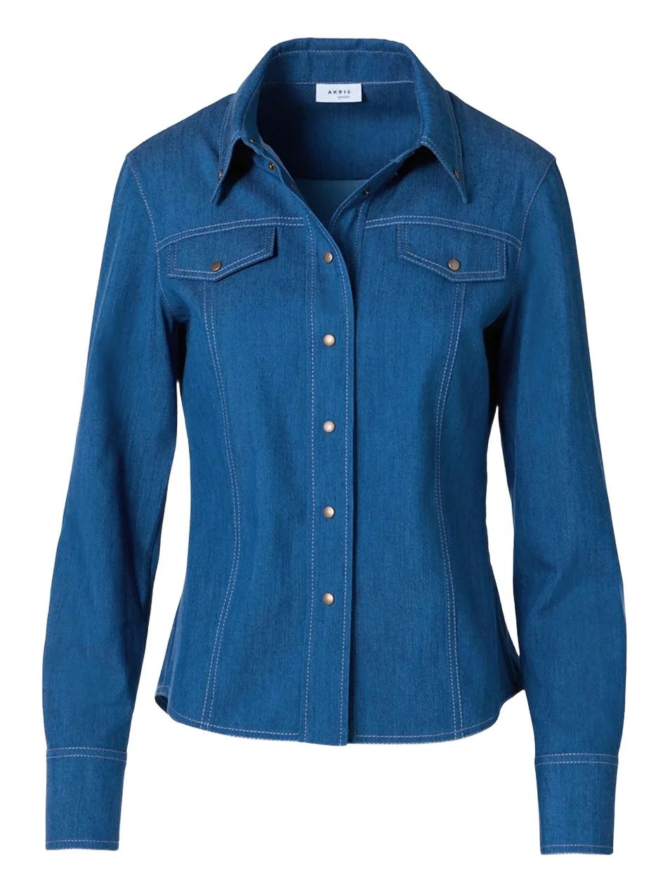 Cotton-Blend Denim Blouse Cotton-Blend Denim Blouse