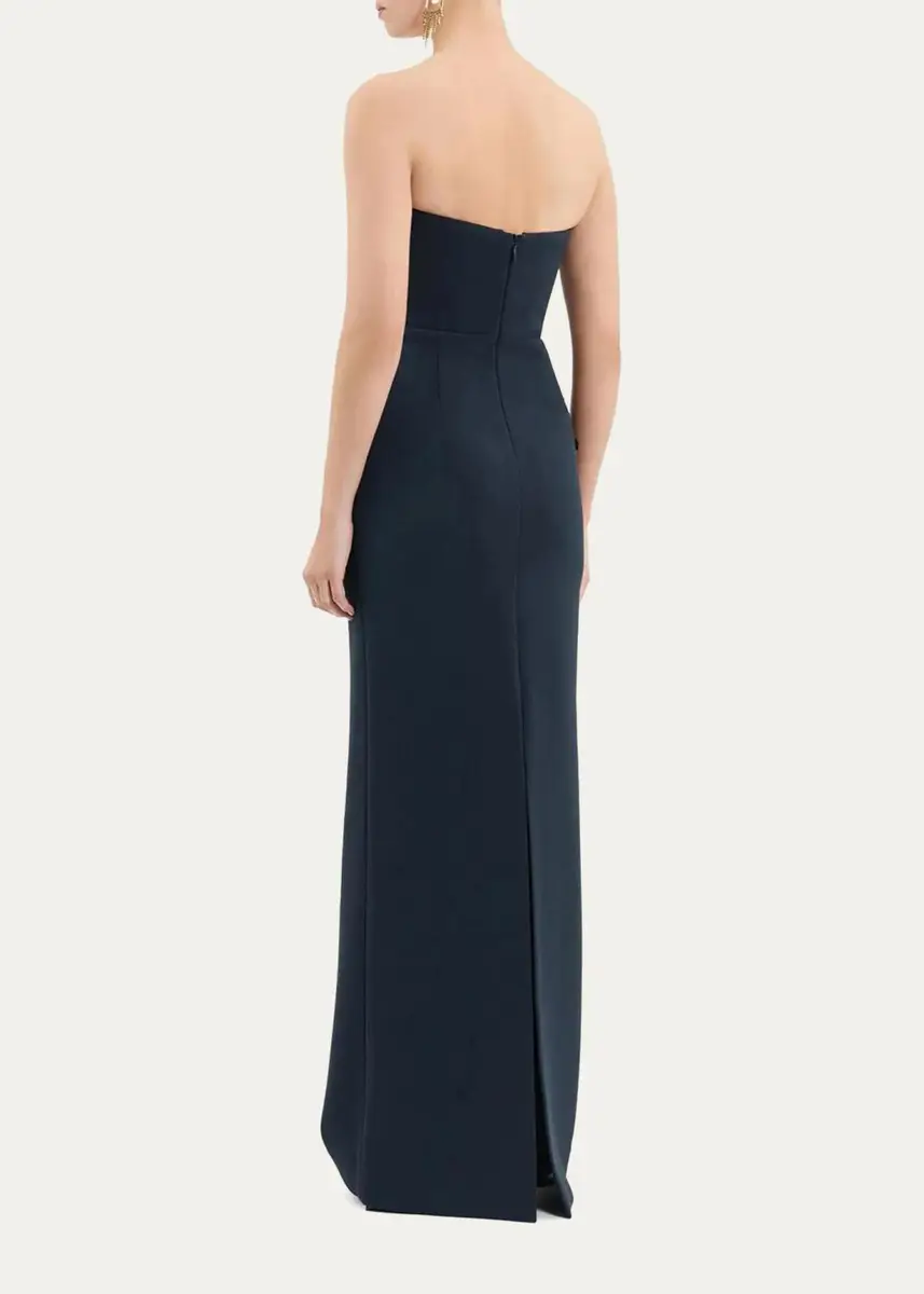 Rebecca Vallance Fresa Embellished-Trim Crepe Column Gown | Thumbnail 3 Rebecca Vallance Fresa Embellished-Trim Crepe Column Gown | Thumbnail 3