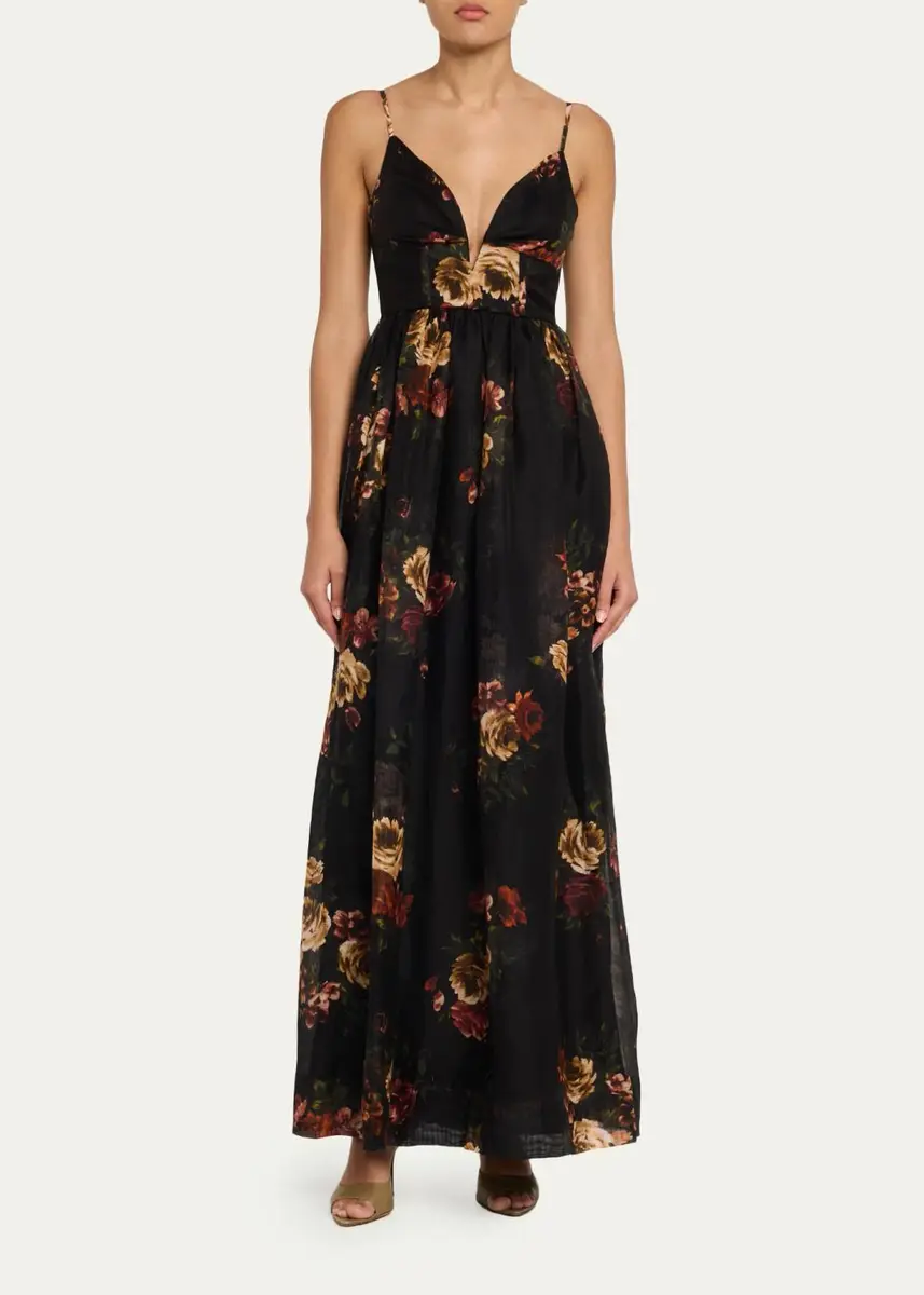 Cara Cara Pero Floral Silk-Linen Gown | Thumbnail 2