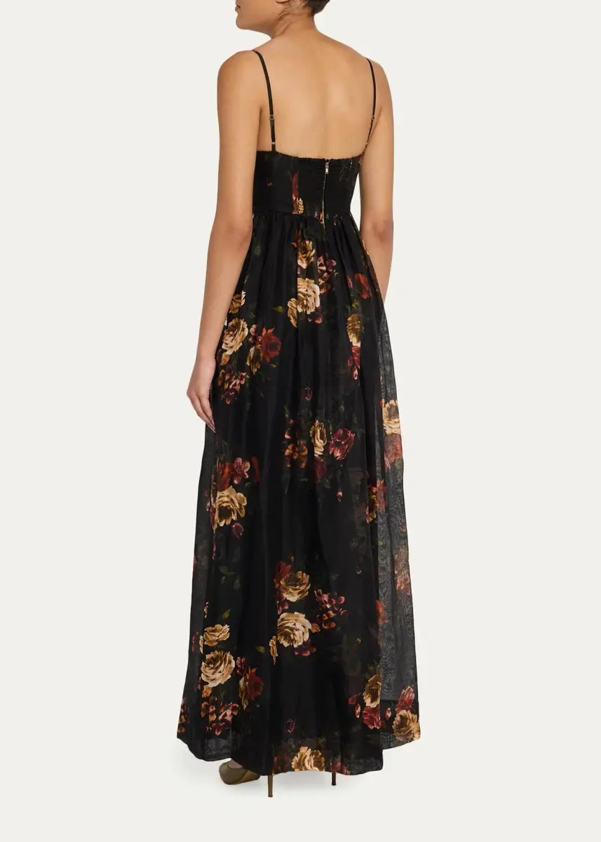 Cara Cara Pero Floral Silk-Linen Gown | Thumbnail 3