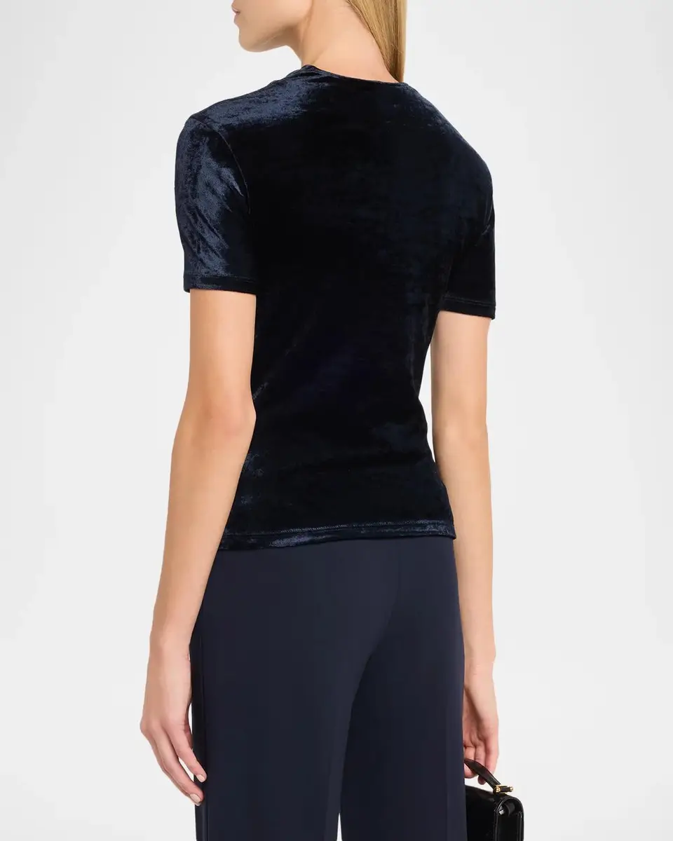 Giorgio Armani Cowl-Neck Draped Velvet Short-Sleeve Top | Thumbnail 3 Giorgio Armani Cowl-Neck Draped Velvet Short-Sleeve Top | Thumbnail 3