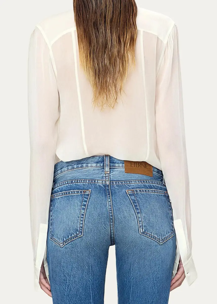ÉTERNE Constance Semi-Sheer Georgette Button-Front Shirt | Thumbnail 3 ÉTERNE Constance Semi-Sheer Georgette Button-Front Shirt | Thumbnail 3