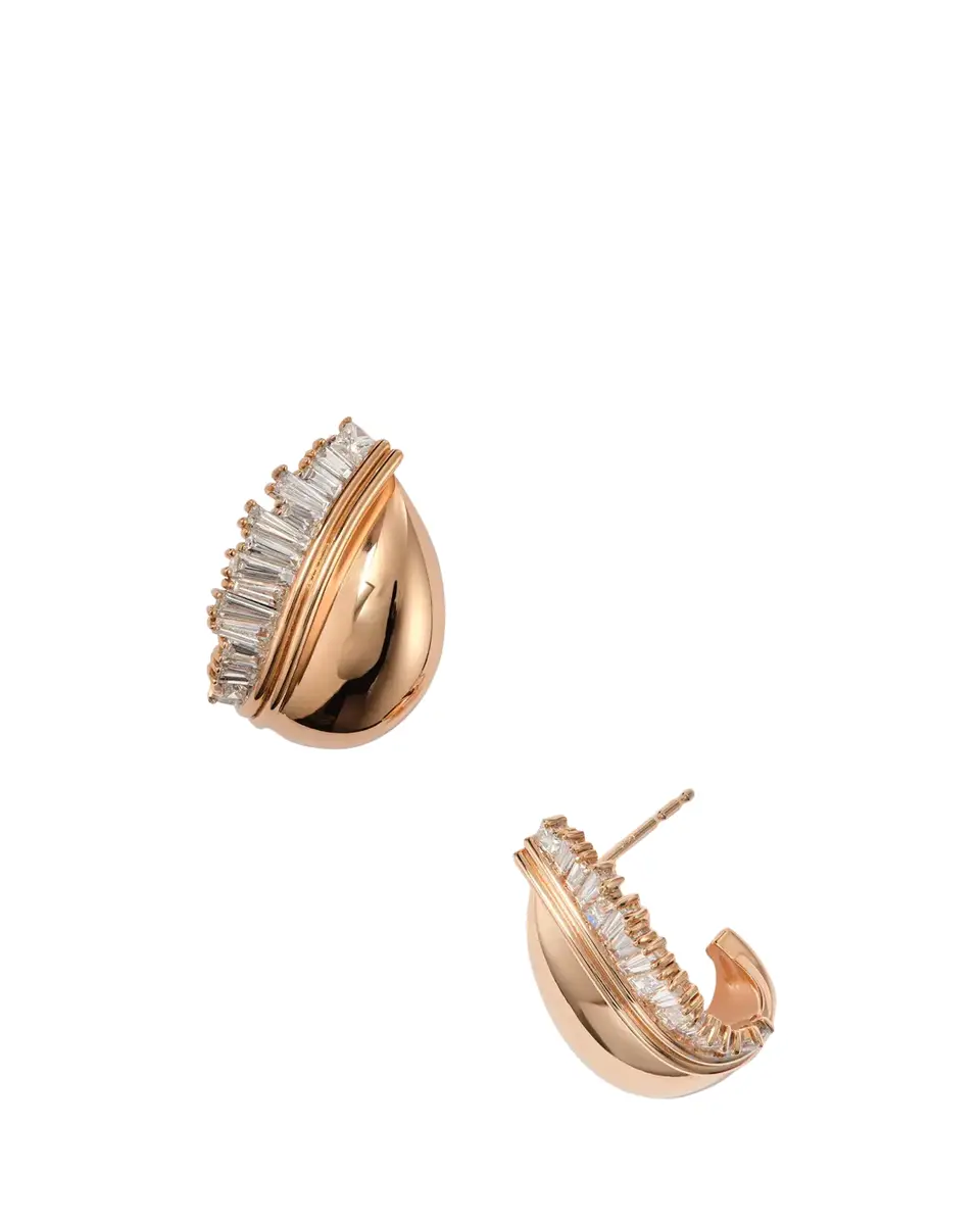 NAK ARMSTRONG Side Ruched Teardrop 18K Rose Gold & 1.26 TCW Diamond Hoop Earrings | Thumbnail 2 NAK ARMSTRONG Side Ruched Teardrop 18K Rose Gold & 1.26 TCW Diamond Hoop Earrings | Thumbnail 2