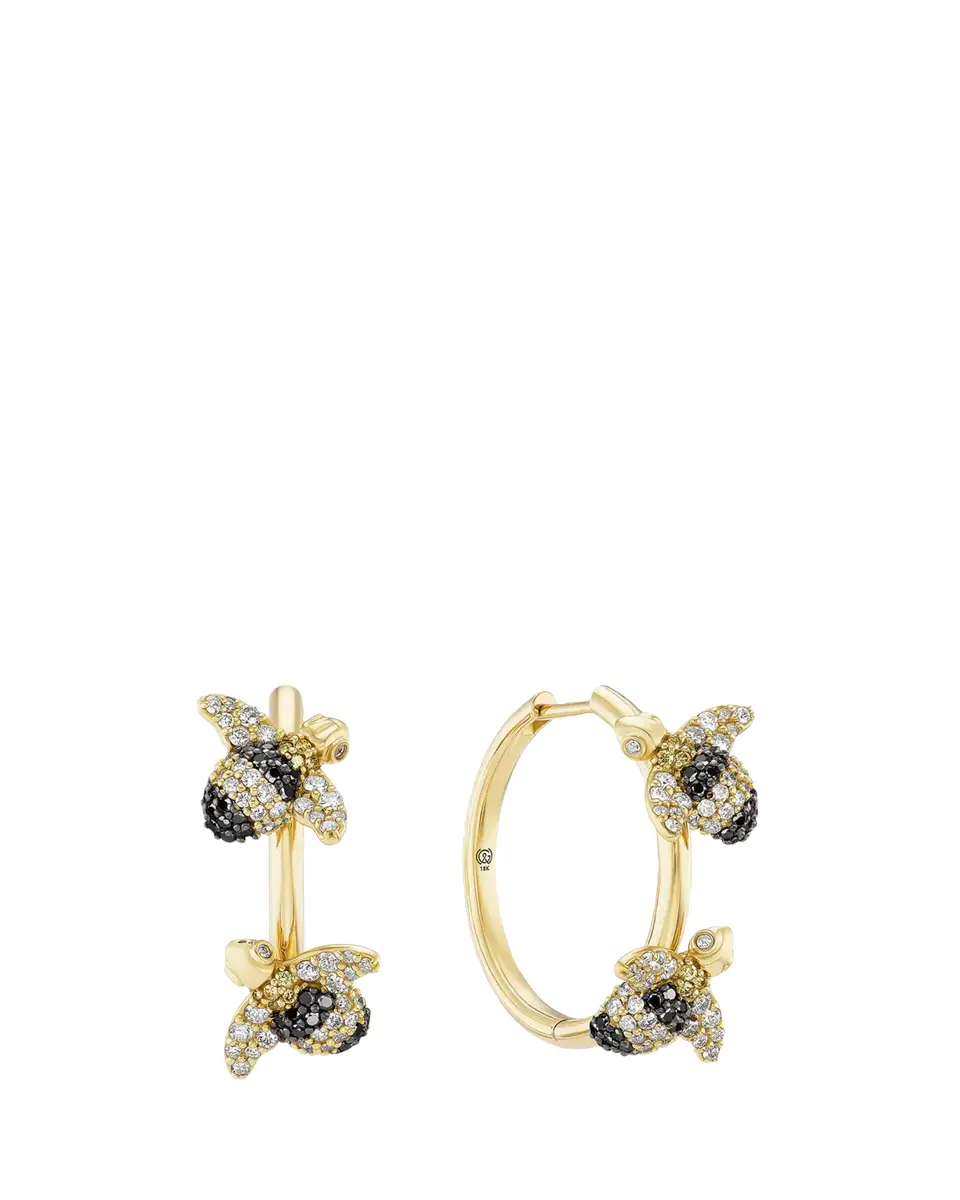 GRACE WINFREY 18K Multi-Diamond Pave Bee Hoop Earrings | Thumbnail 2